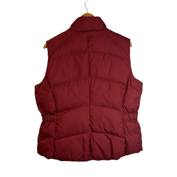 Eddie Bauer Premium Goose Down Women's L Full‎ Zip Vest Burgundy Puffer - Picture 4 of 4